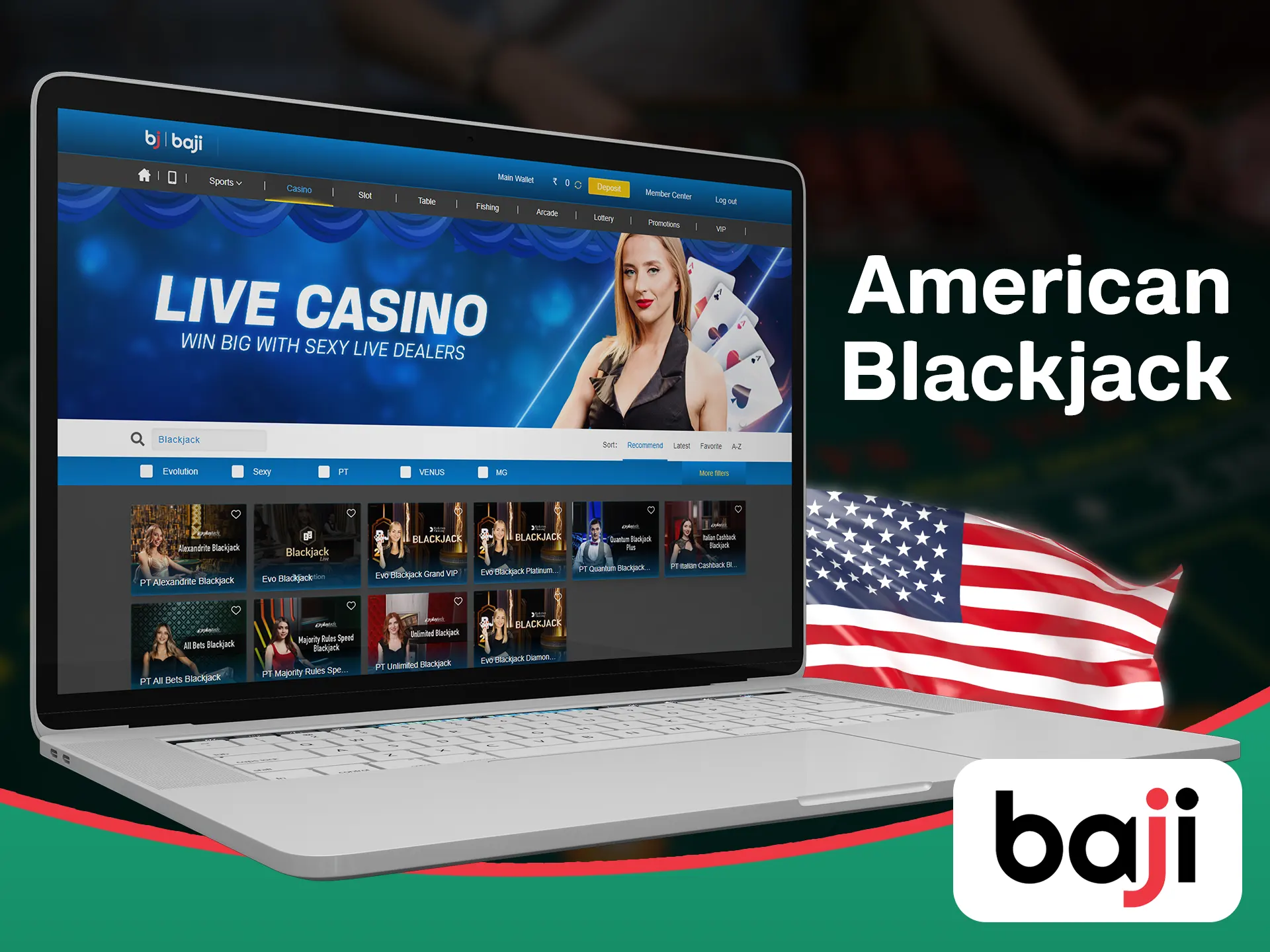 American blackjack is one of the best types of blackjack at the Baji casino.