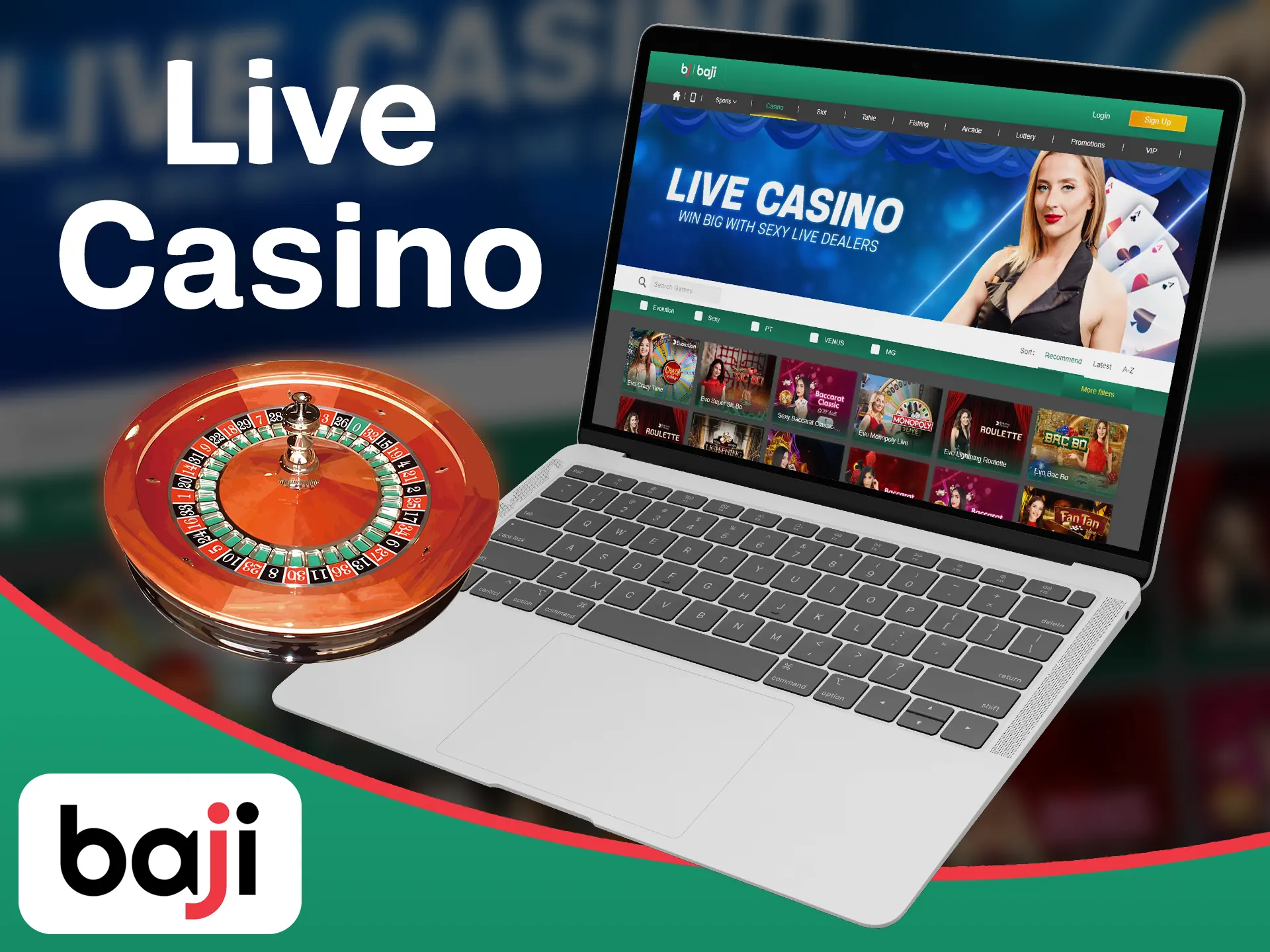 Play casino games with real people in Baji live casino.