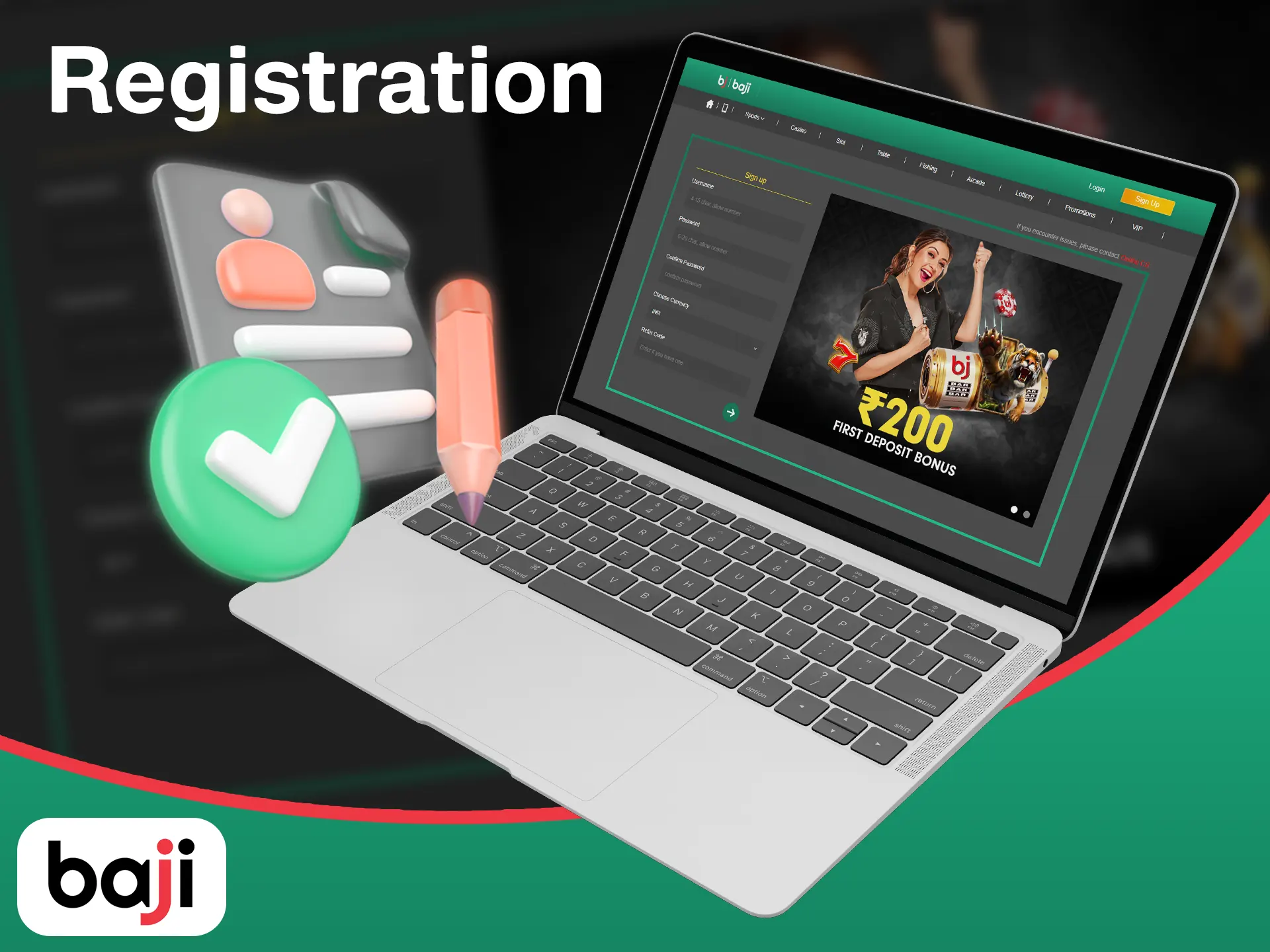 Register your own Baji India account on the registration page.