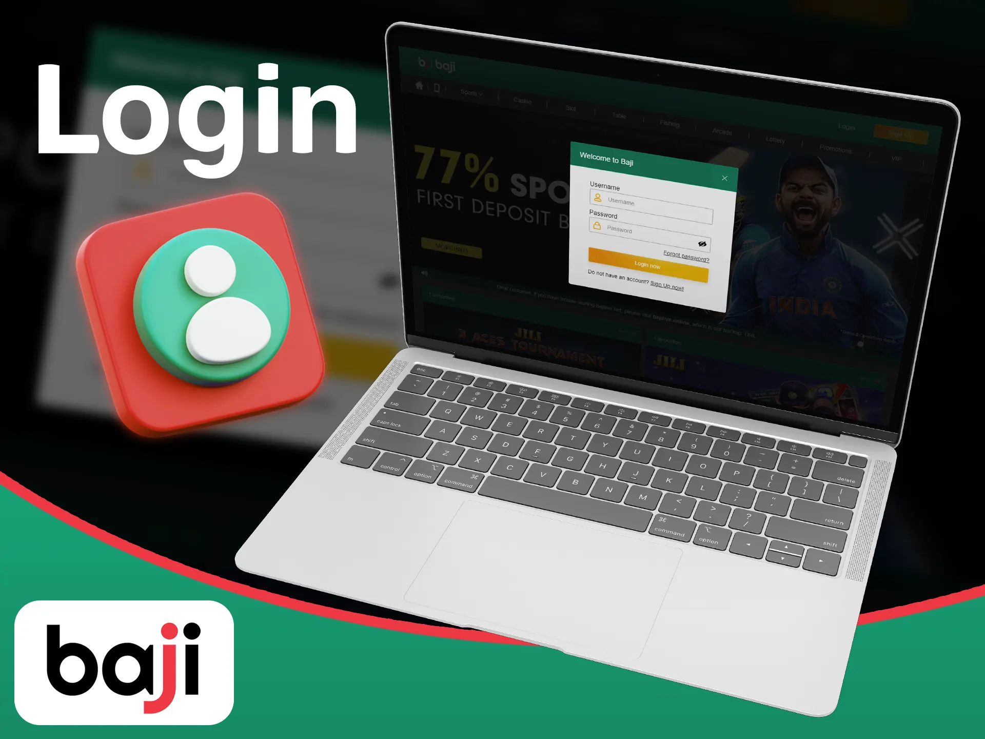 Baji Login on the website using your new account.