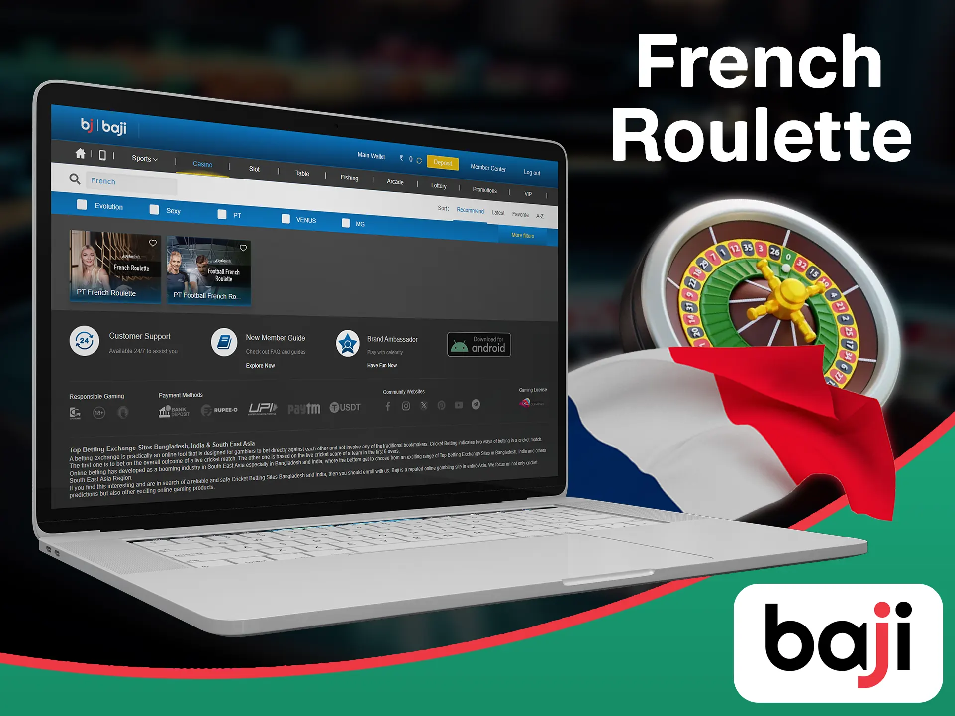 Play French type of roulette at the Baji.