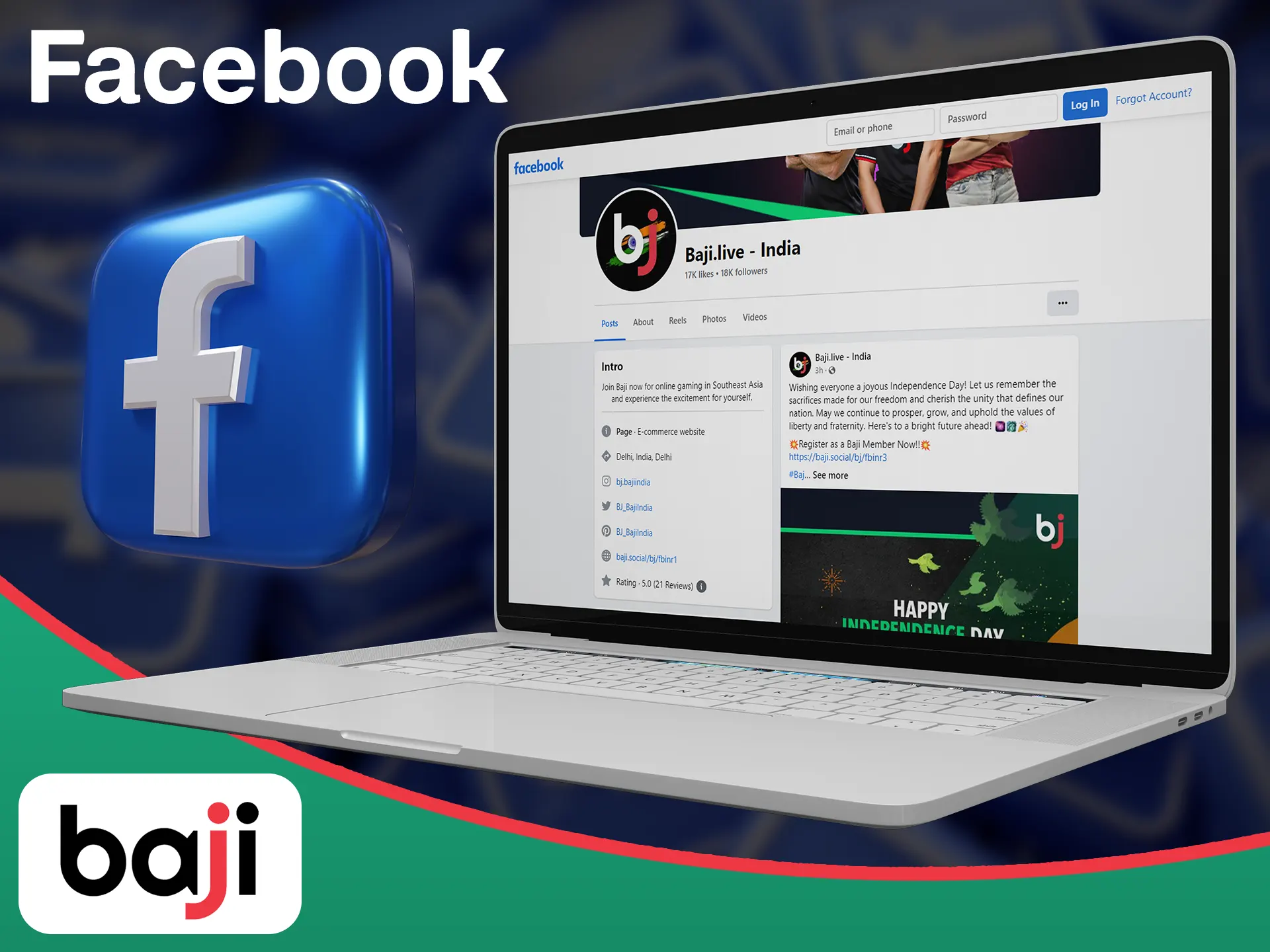 Send message to Baji using the official Facebook account.