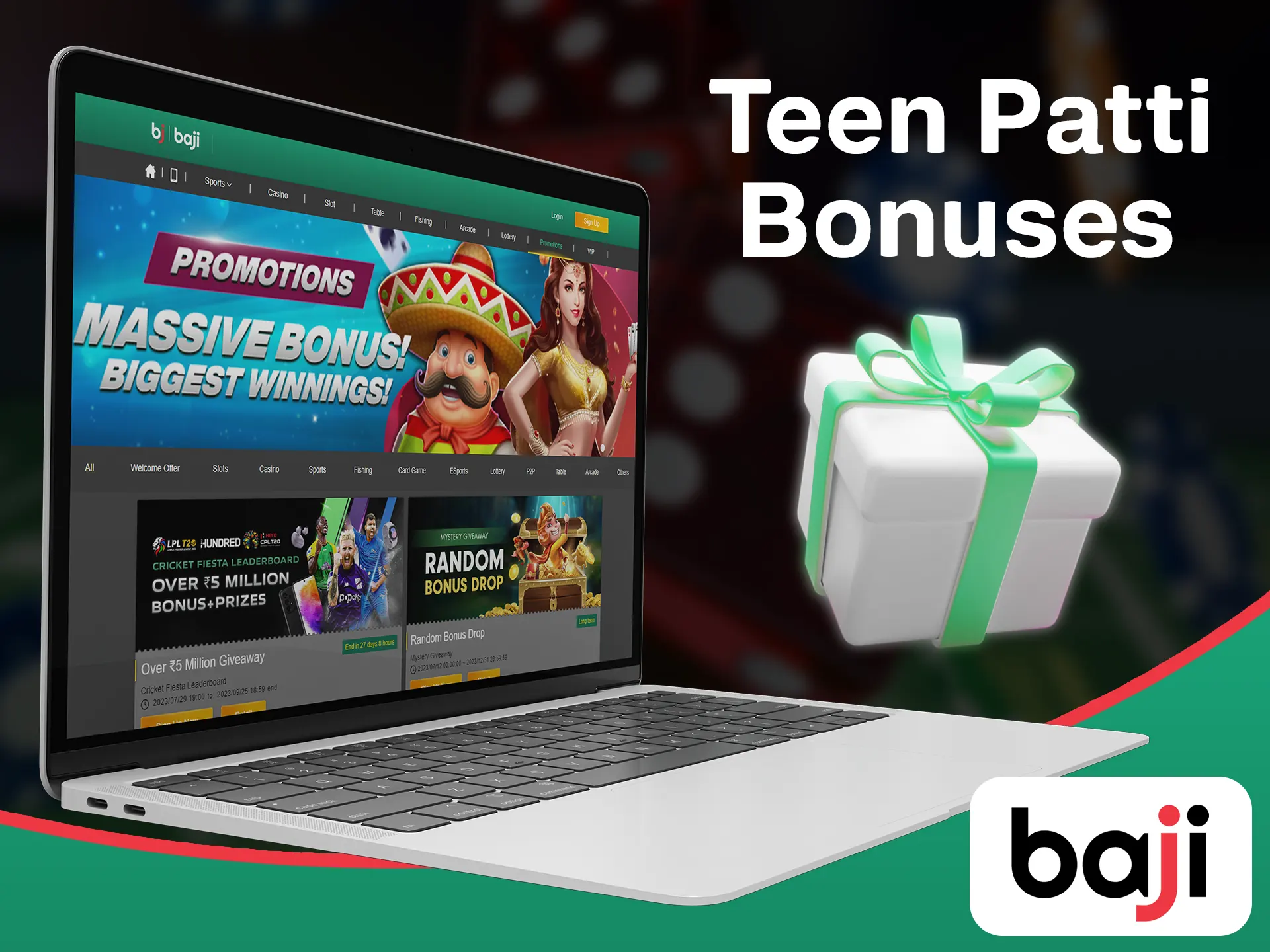 Claim teen patti bonuses at the Baji.