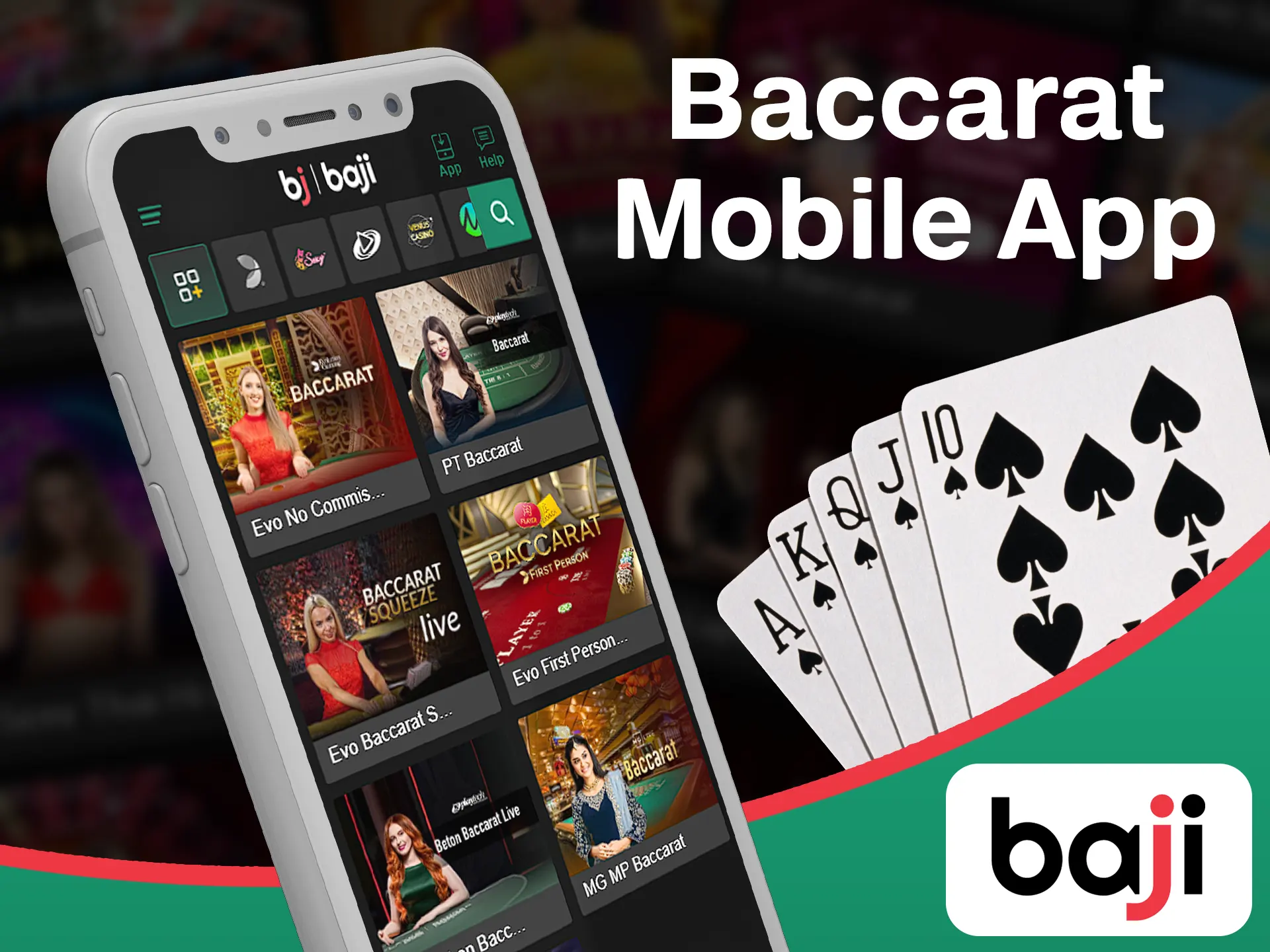 Play baccarat games in th Baji app.