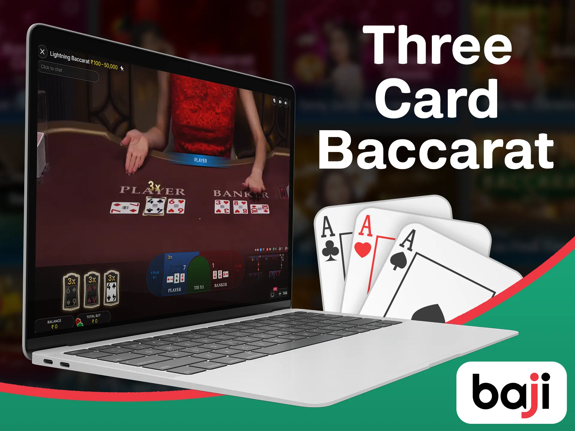 Play three card version of the baccarat game.