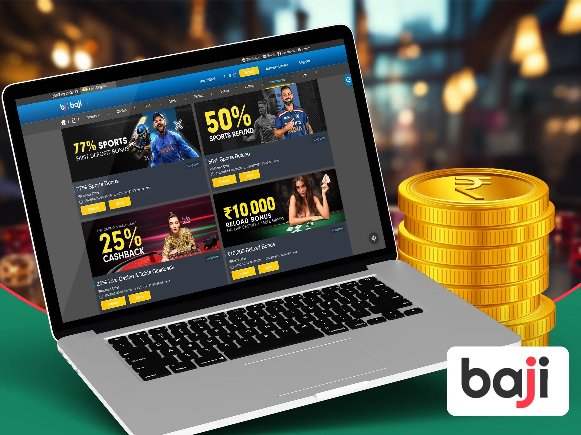 Any player who hits the "promotions" section will be very surprised by the variety of bonuses offered by Baji.