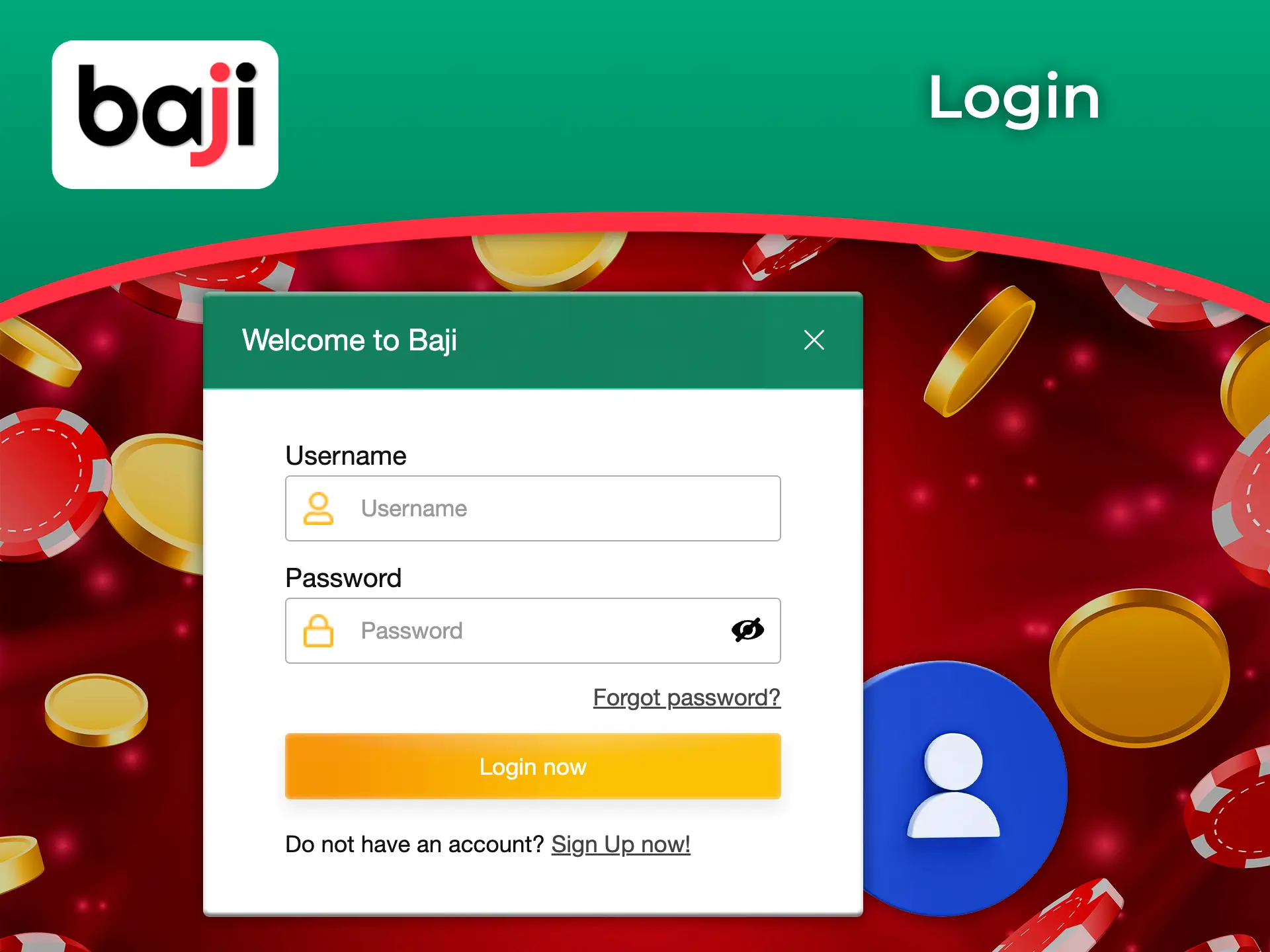 Log in to your personal Baji account and get full access to all popular slots and casino games.