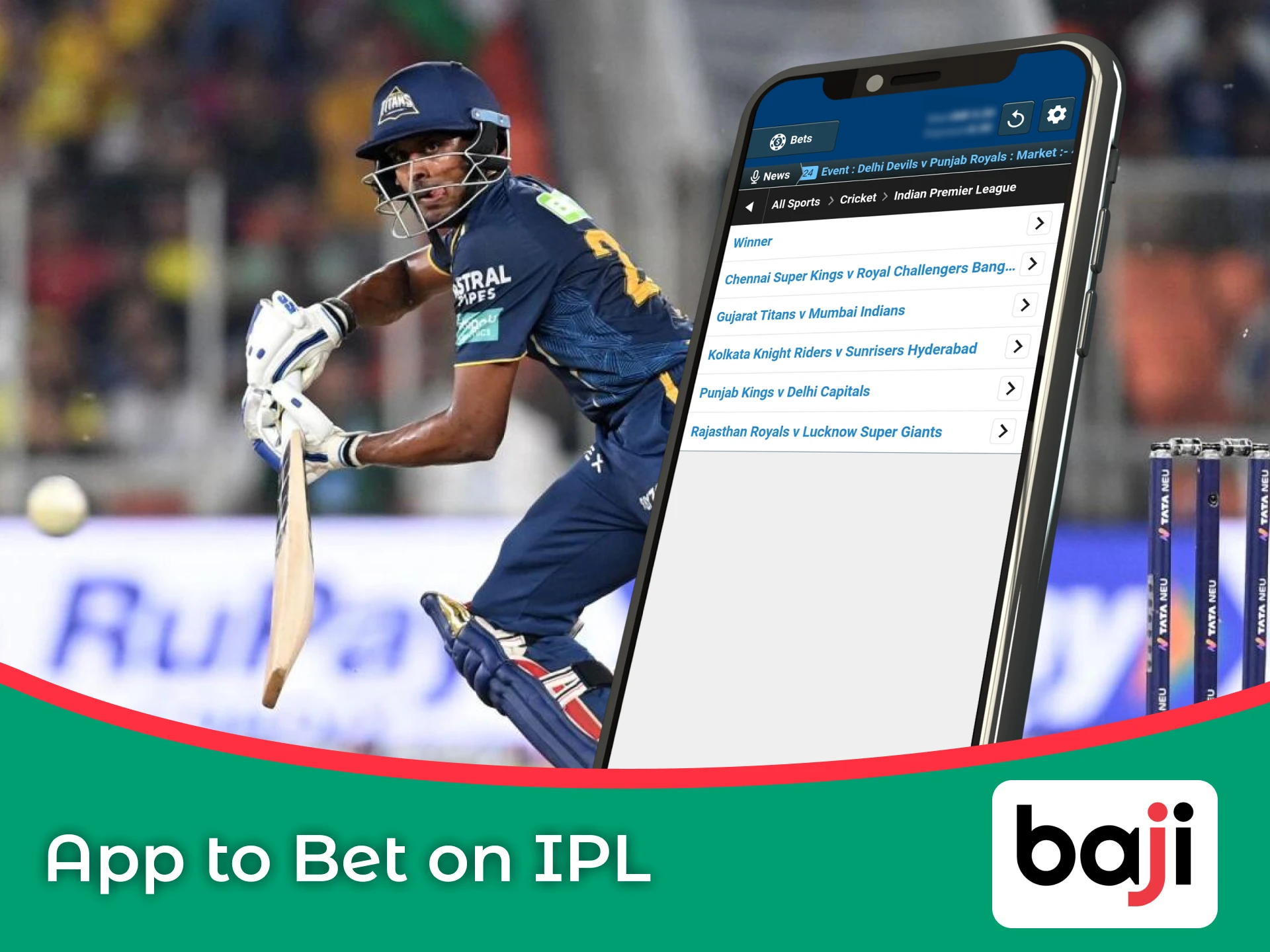 Use Baji app to bet on IPL.