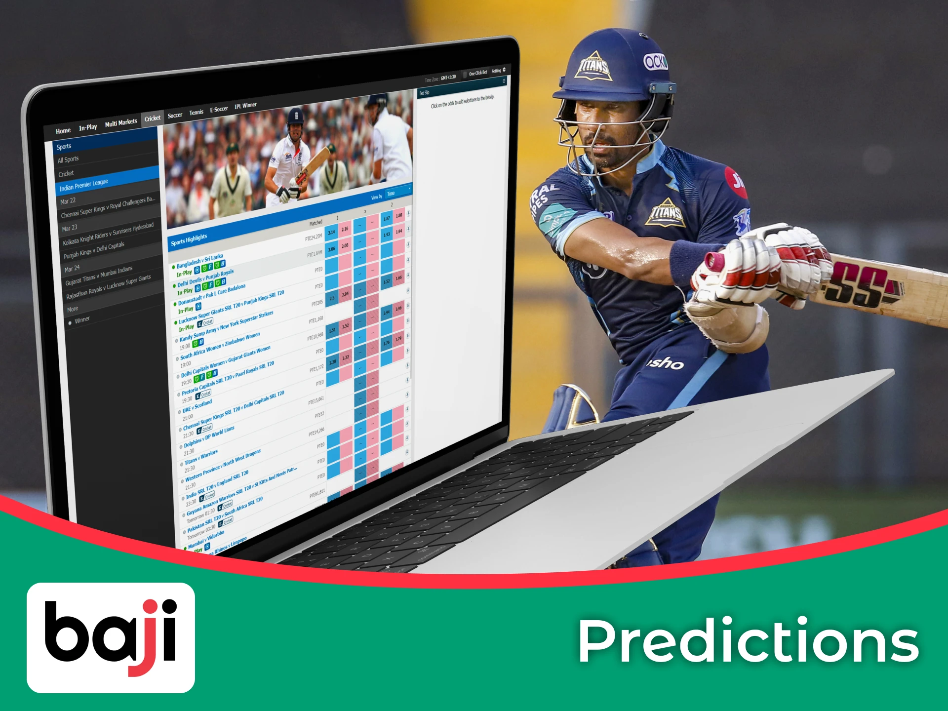 At Baji, try betting on the winning teams of previous IPL games.