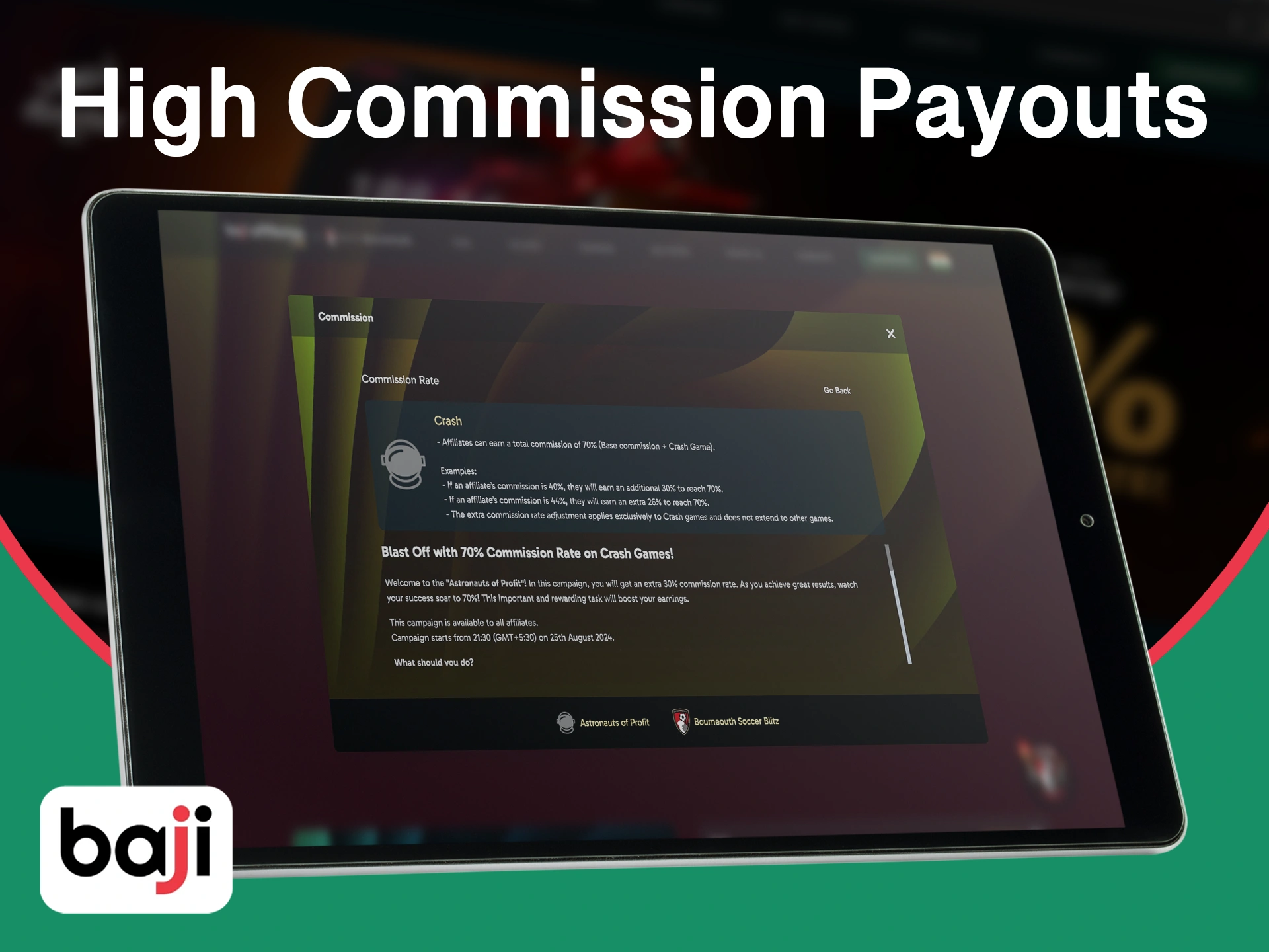 Get the best commission with Baji Bet Affiliate program.