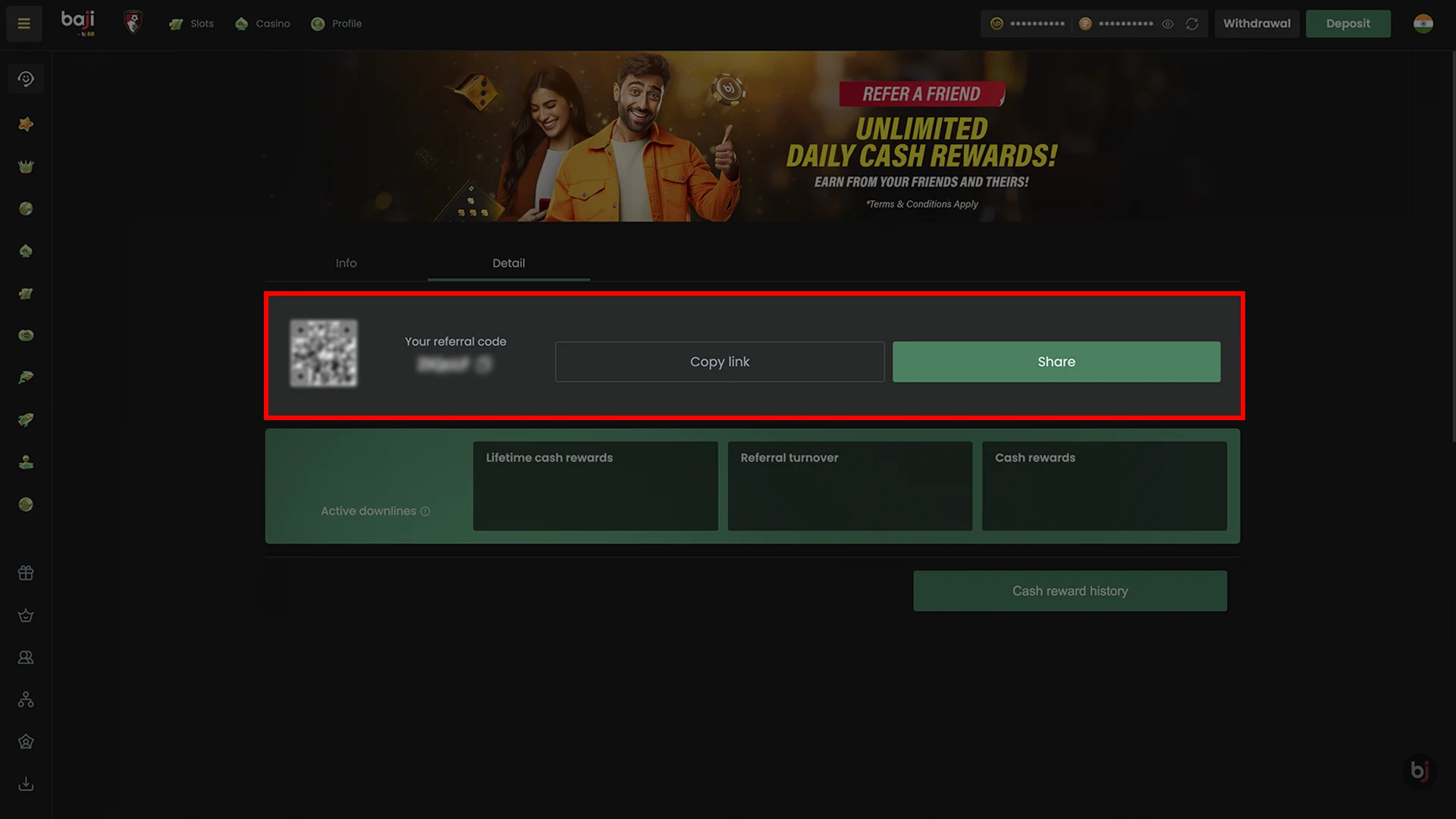 Get your personal referral link in the Baji Bet Affiliate program.