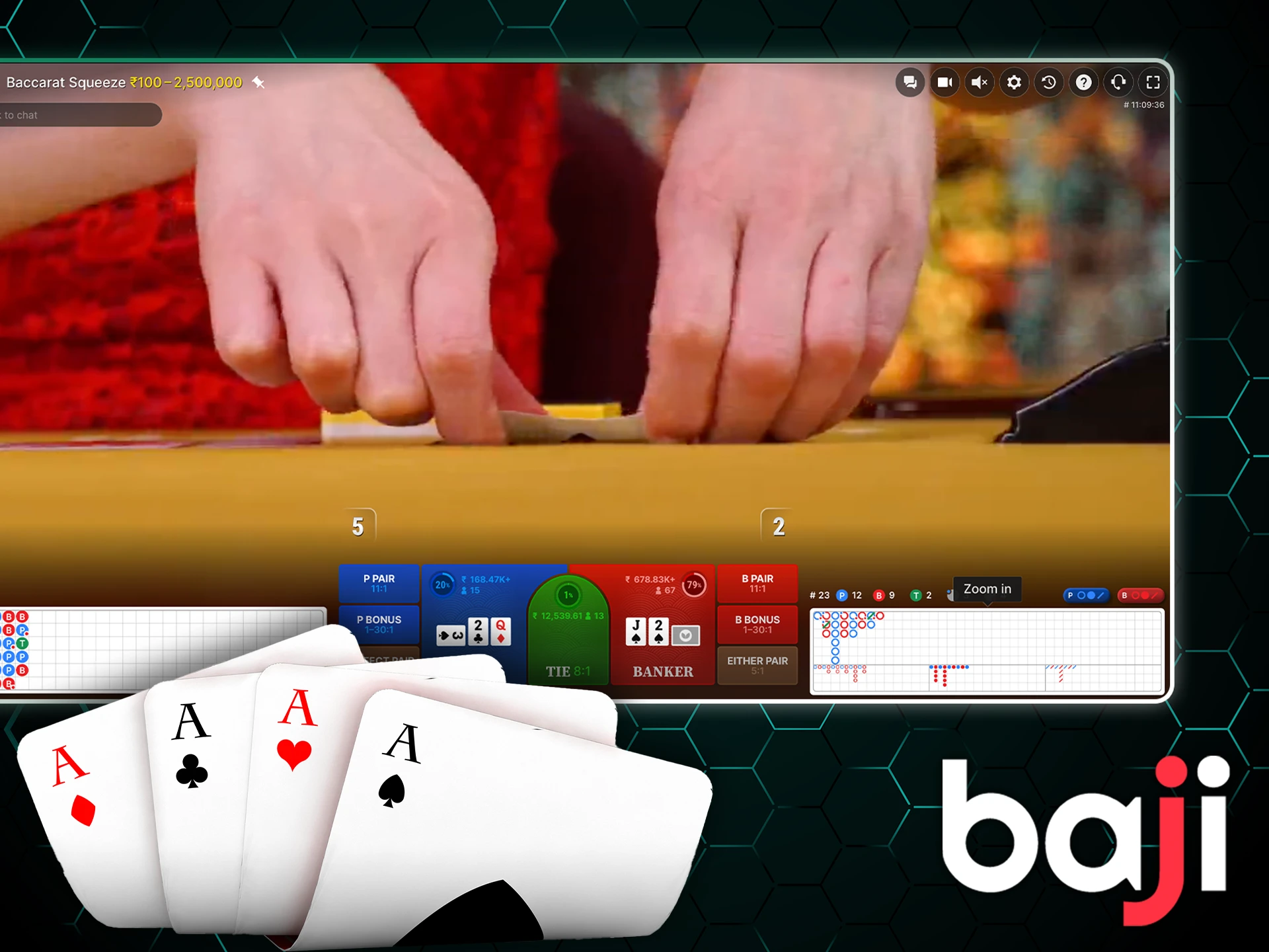 Squeeze your game result with the squeeze version of baccarat.