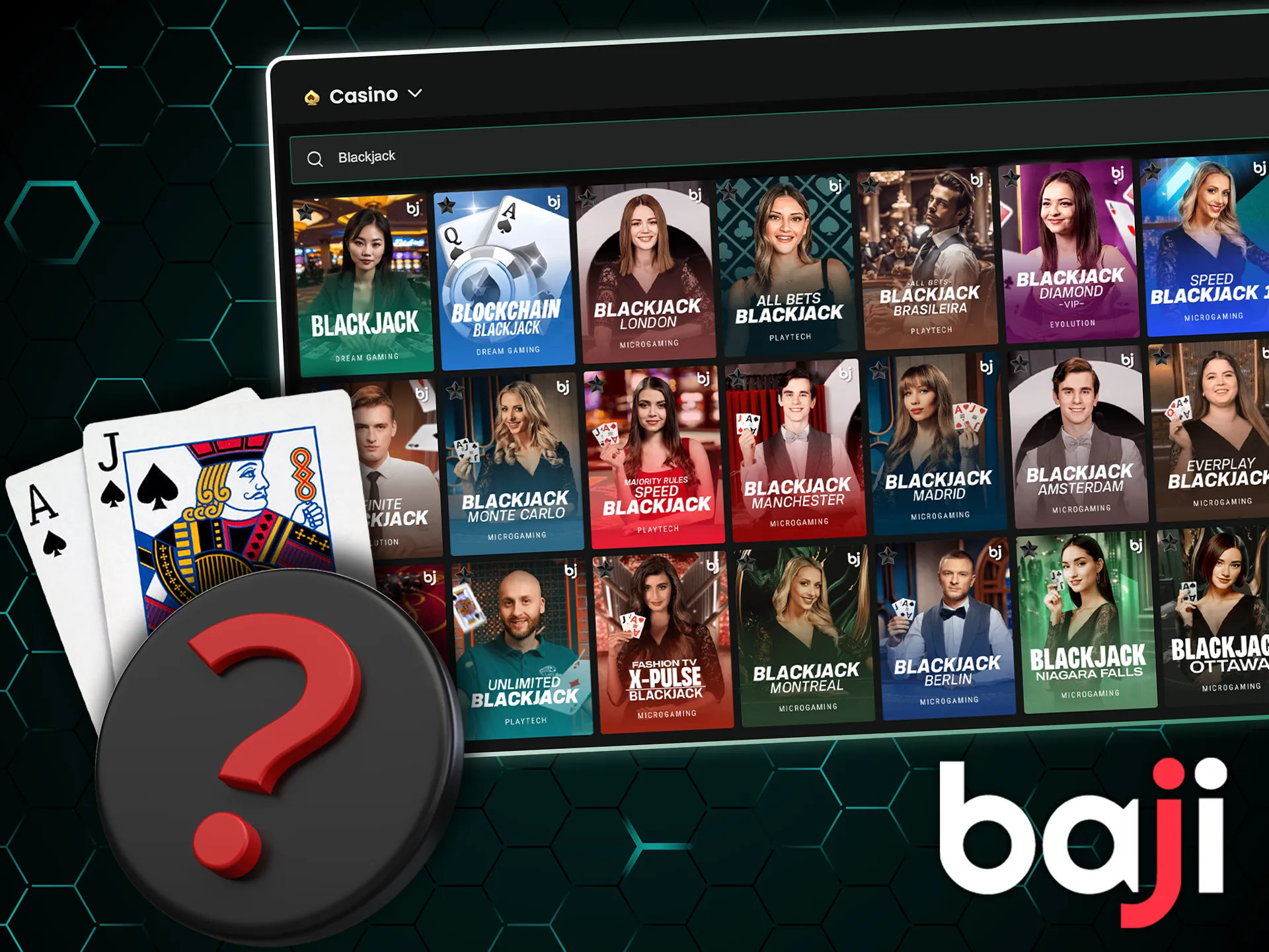 Learn how to play blackjack games with the Baji.