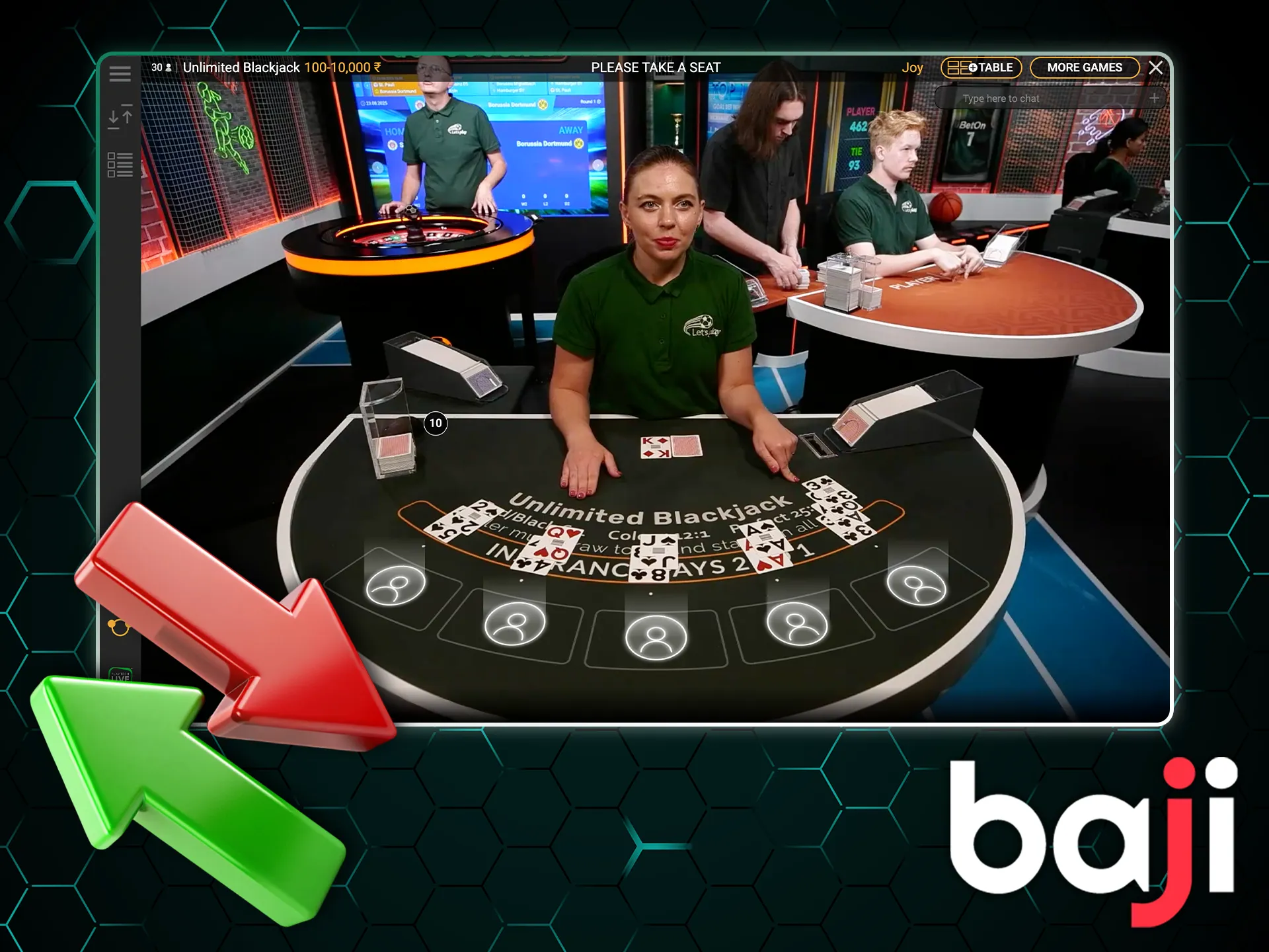 Play switch type of blackjack at the Baji casino.