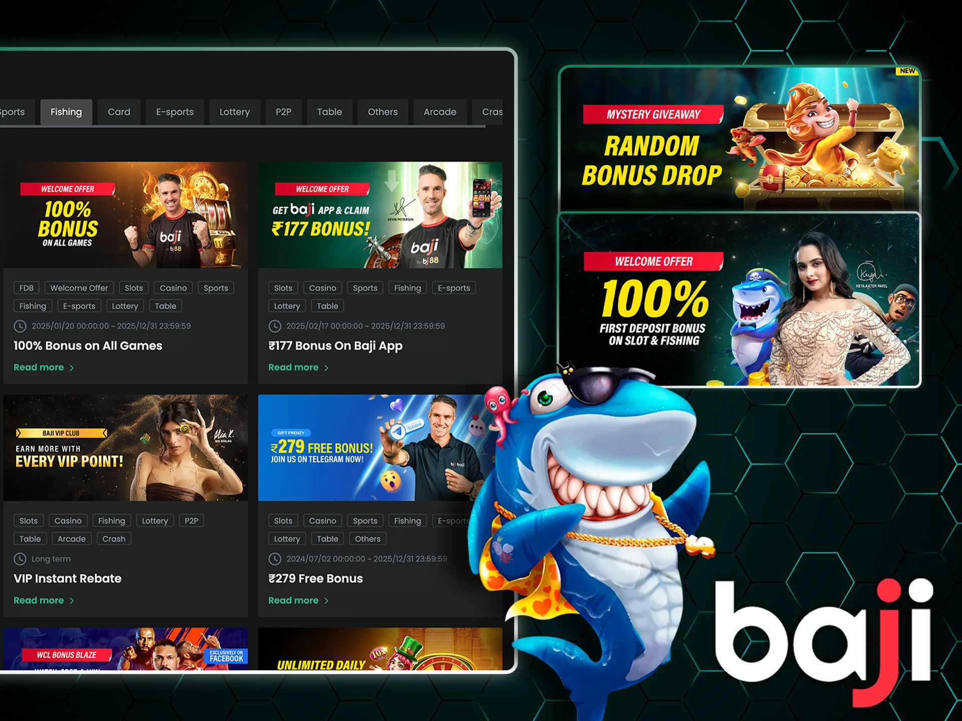 Boost your fishing game winnings with Baji Casino’s first deposit and reload bonuses.