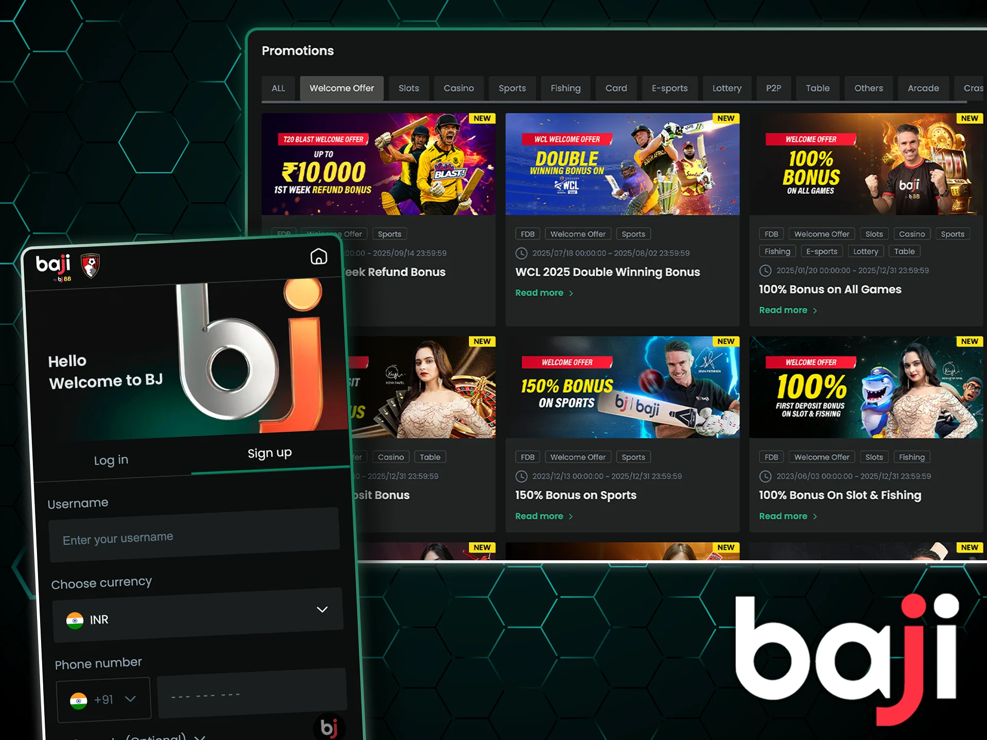 Baji Casino provides rewarding bonuses with minimal risk for all new players.