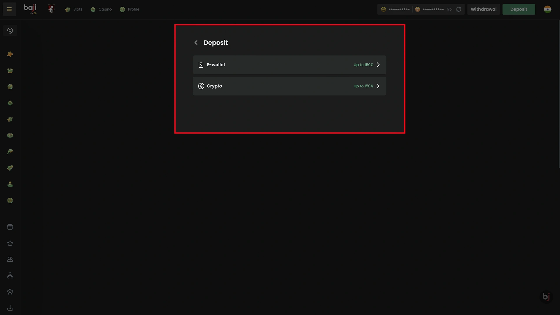 Search for the deposit button.