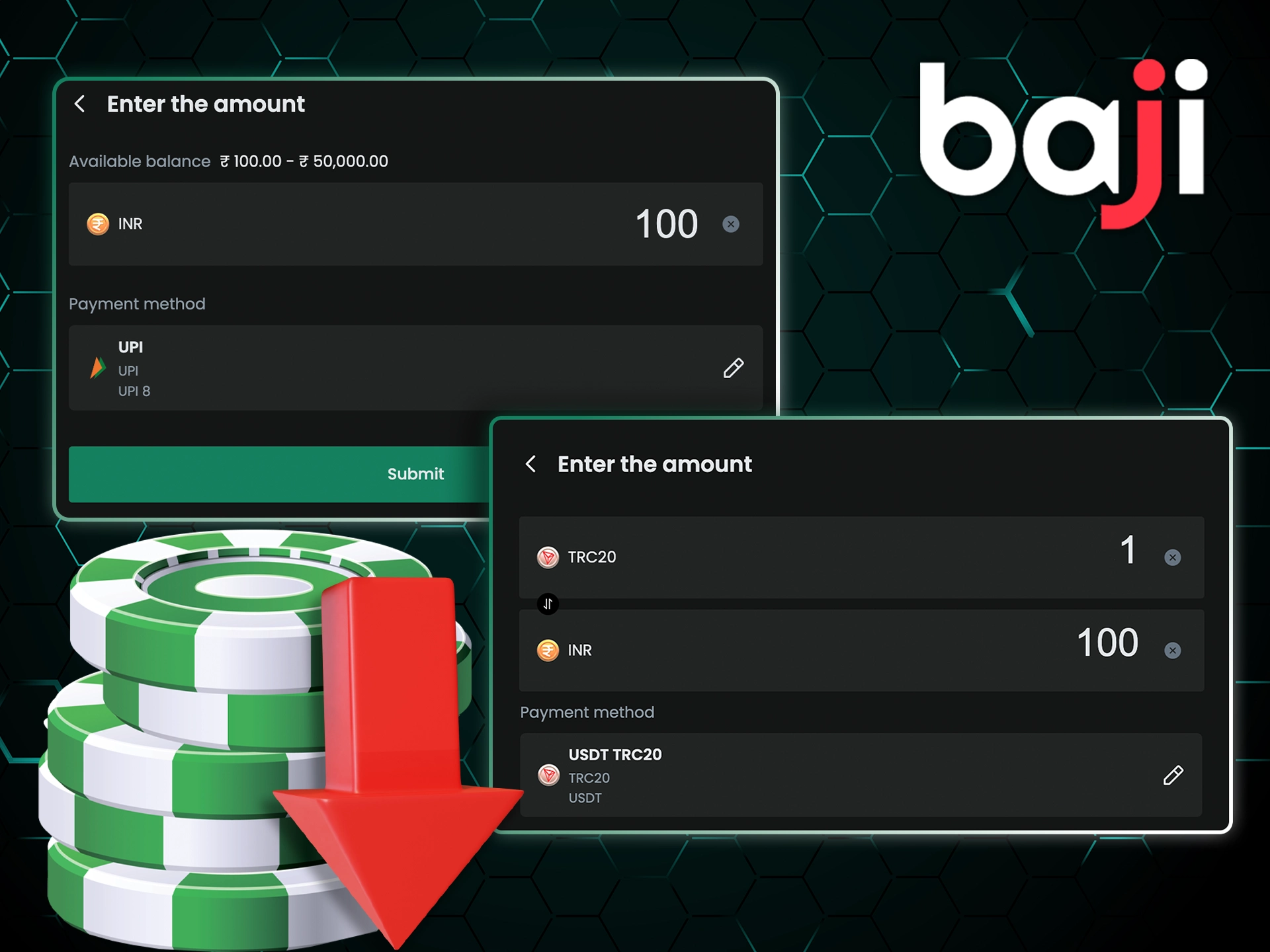 Check for the required amount of deposit when making it at the Baji.