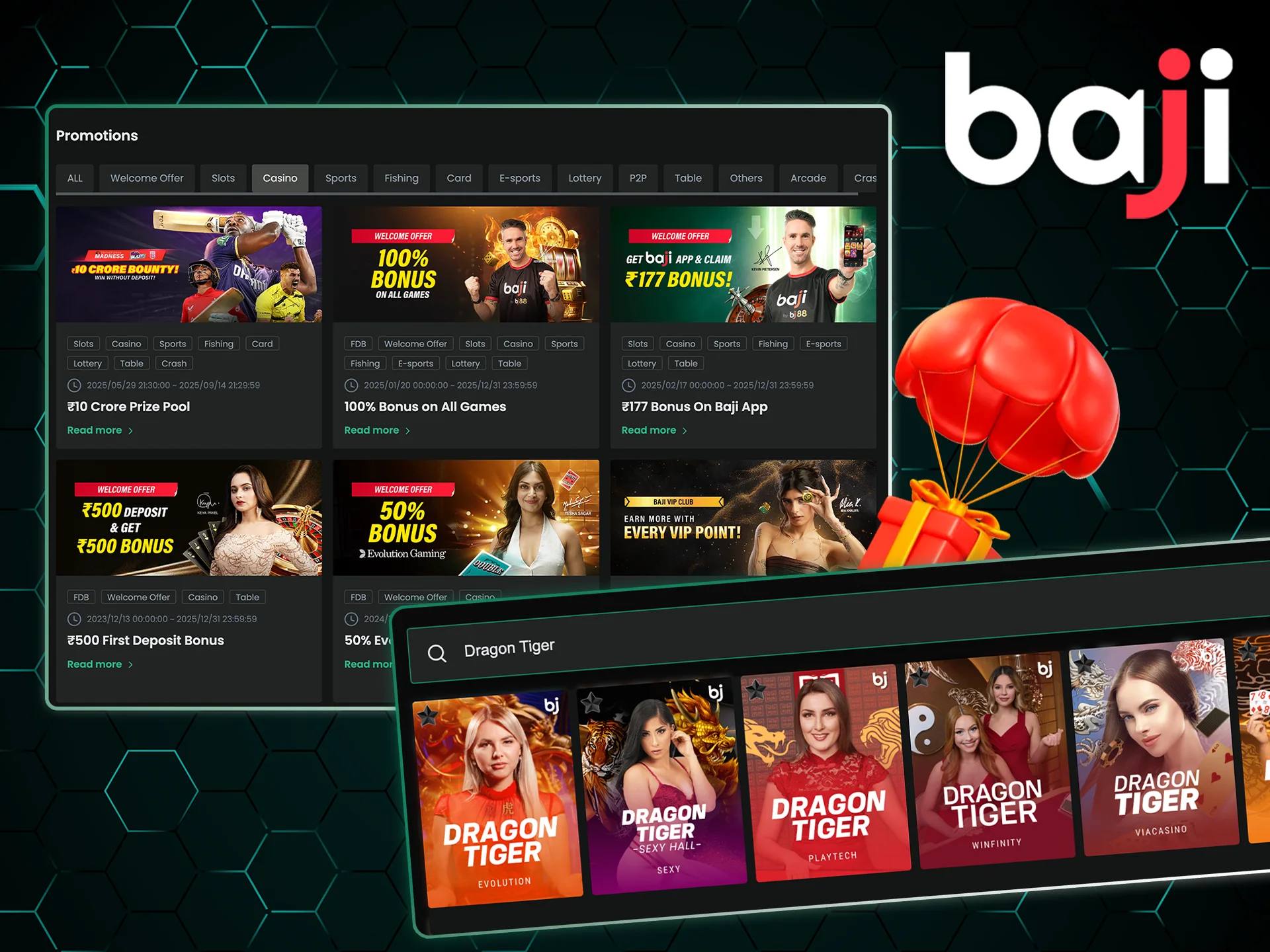 Win more money with the Baji dragon tiger welcome bonus.