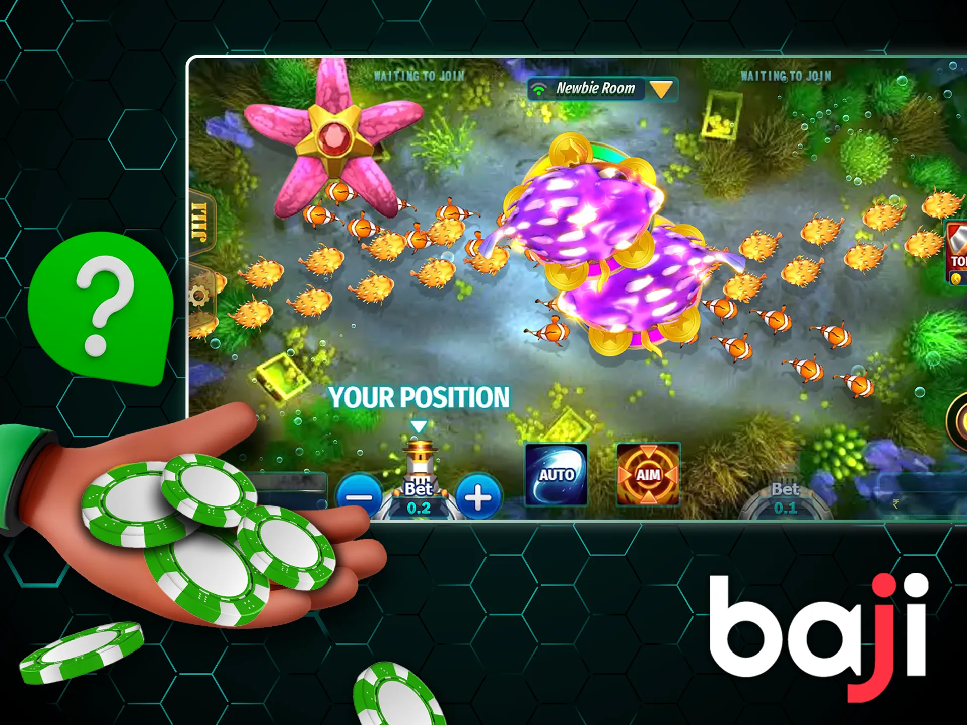 Choose your strategy, stock up on powerful weapons and go for victories with the fishy game in Baji.