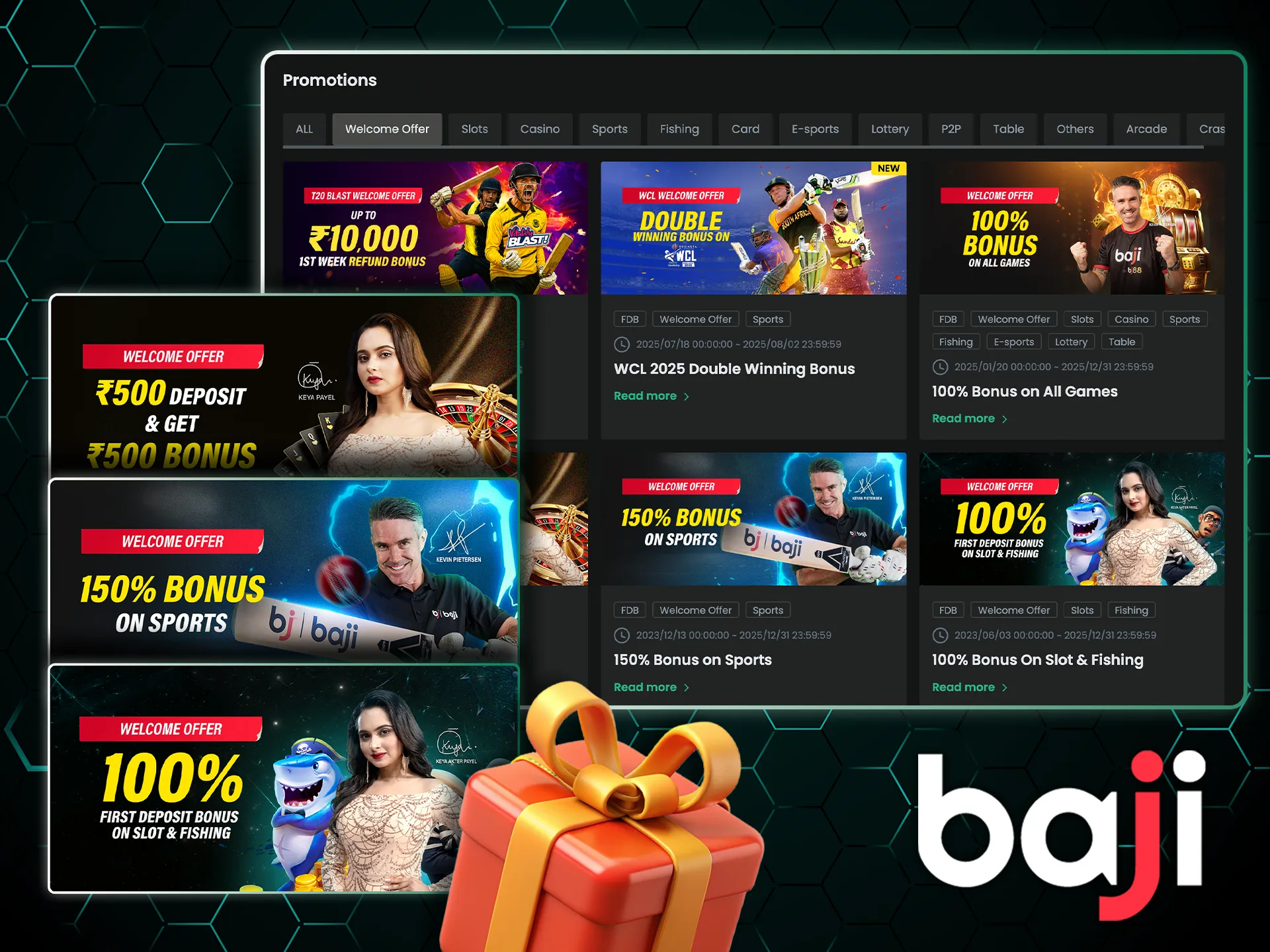 Claim exciting welcome bonuses at Baji Casino, including deposit boosts and cashback rewards.