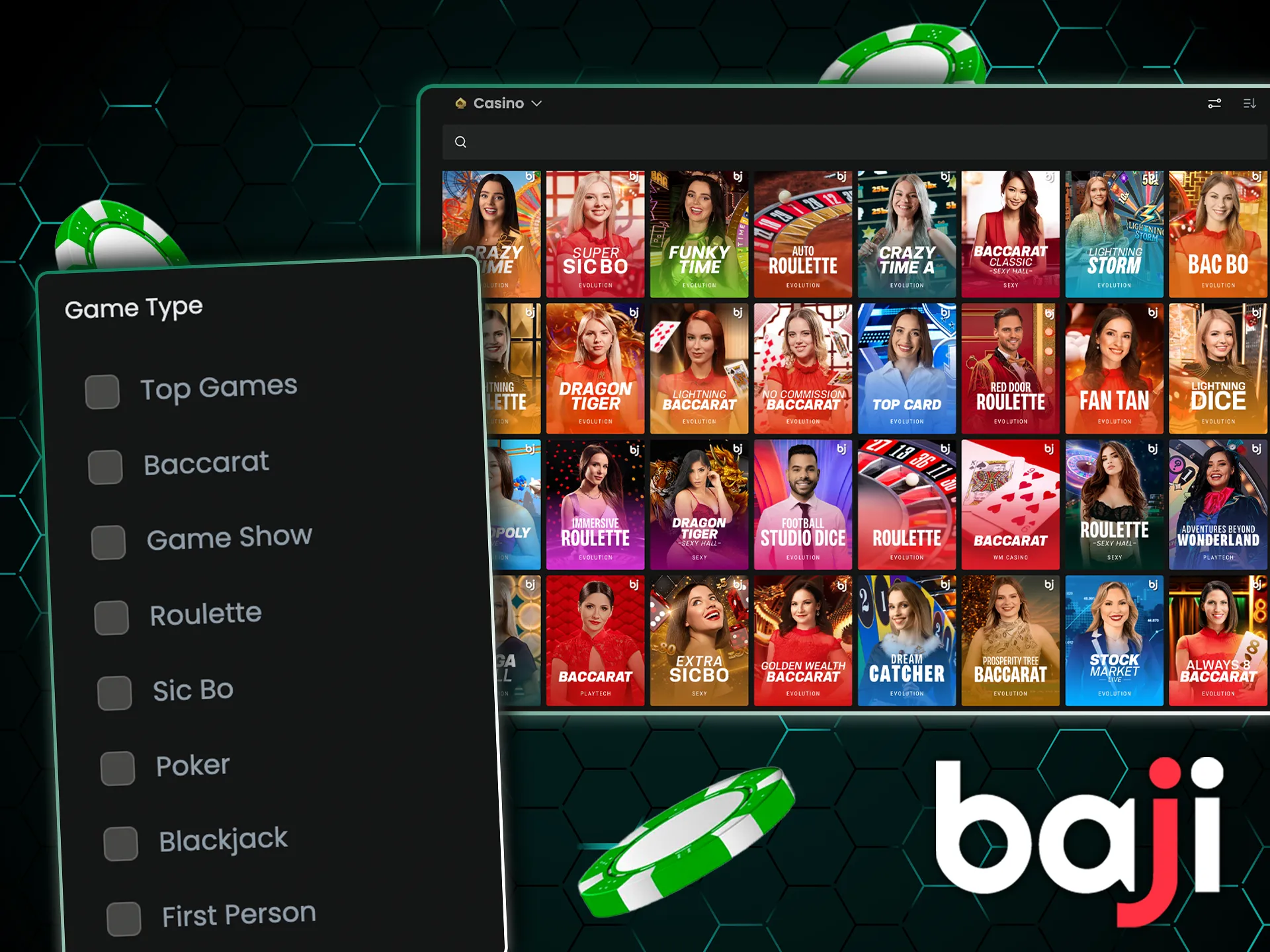 The Baji Bet website has tons of casino games and slots for all tastes, come in and play.