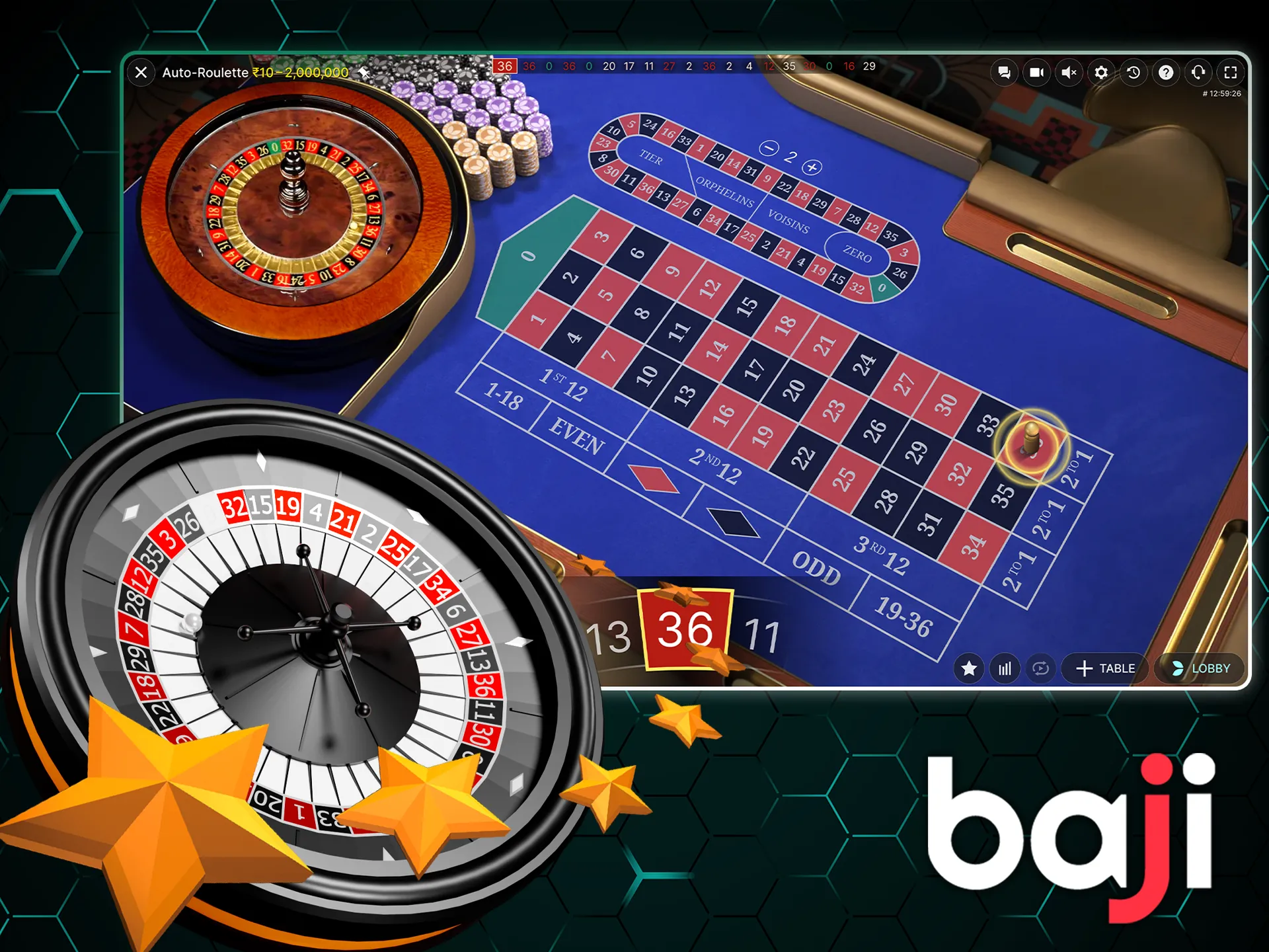 Win money in the classic European roulettes at the Baji.