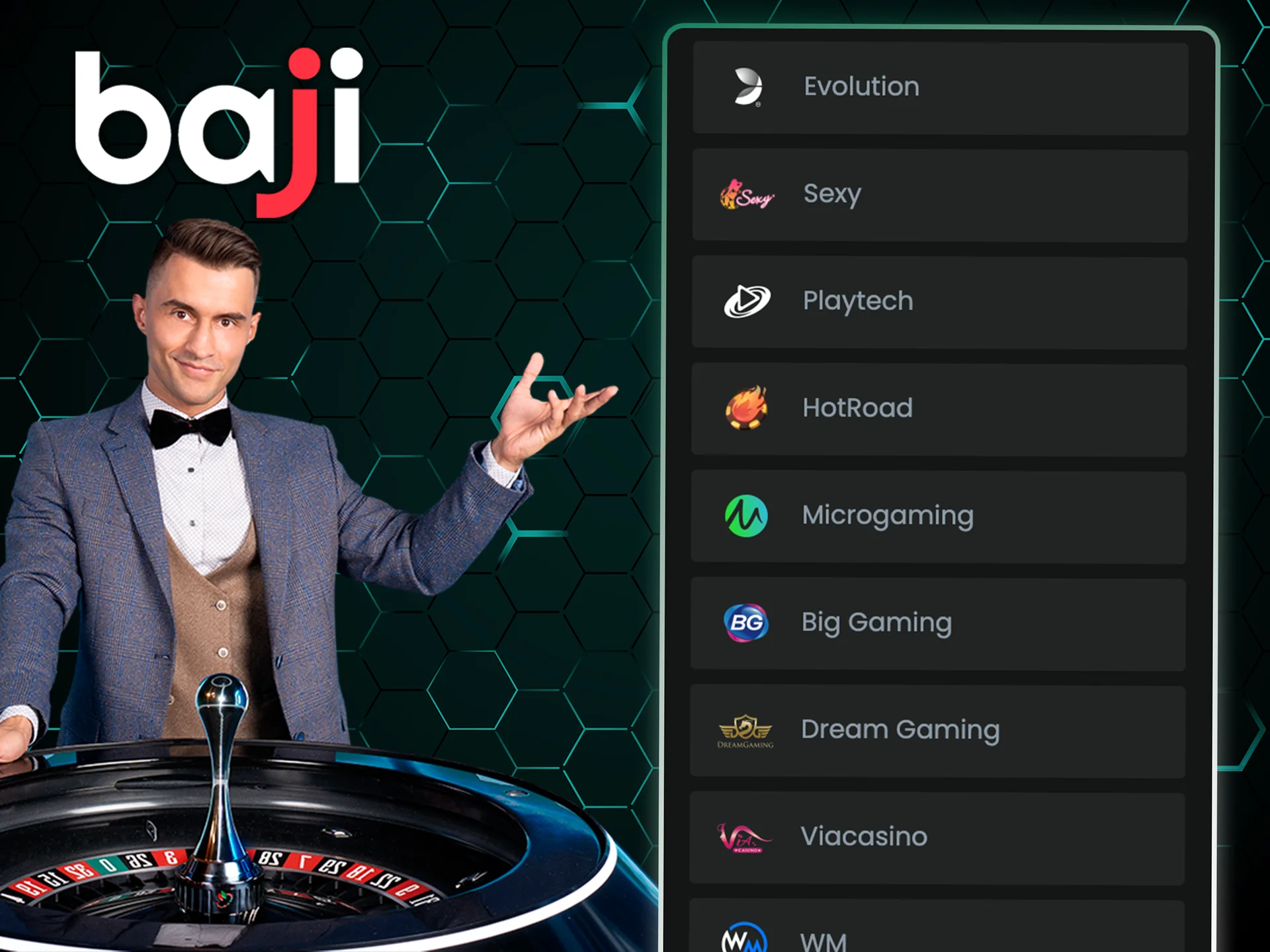 Try roulette from each available provider at the Baji.