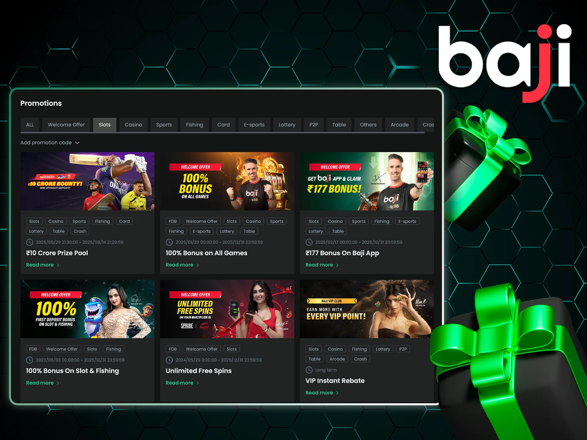 Get your free slots money with the special Baji bonus.