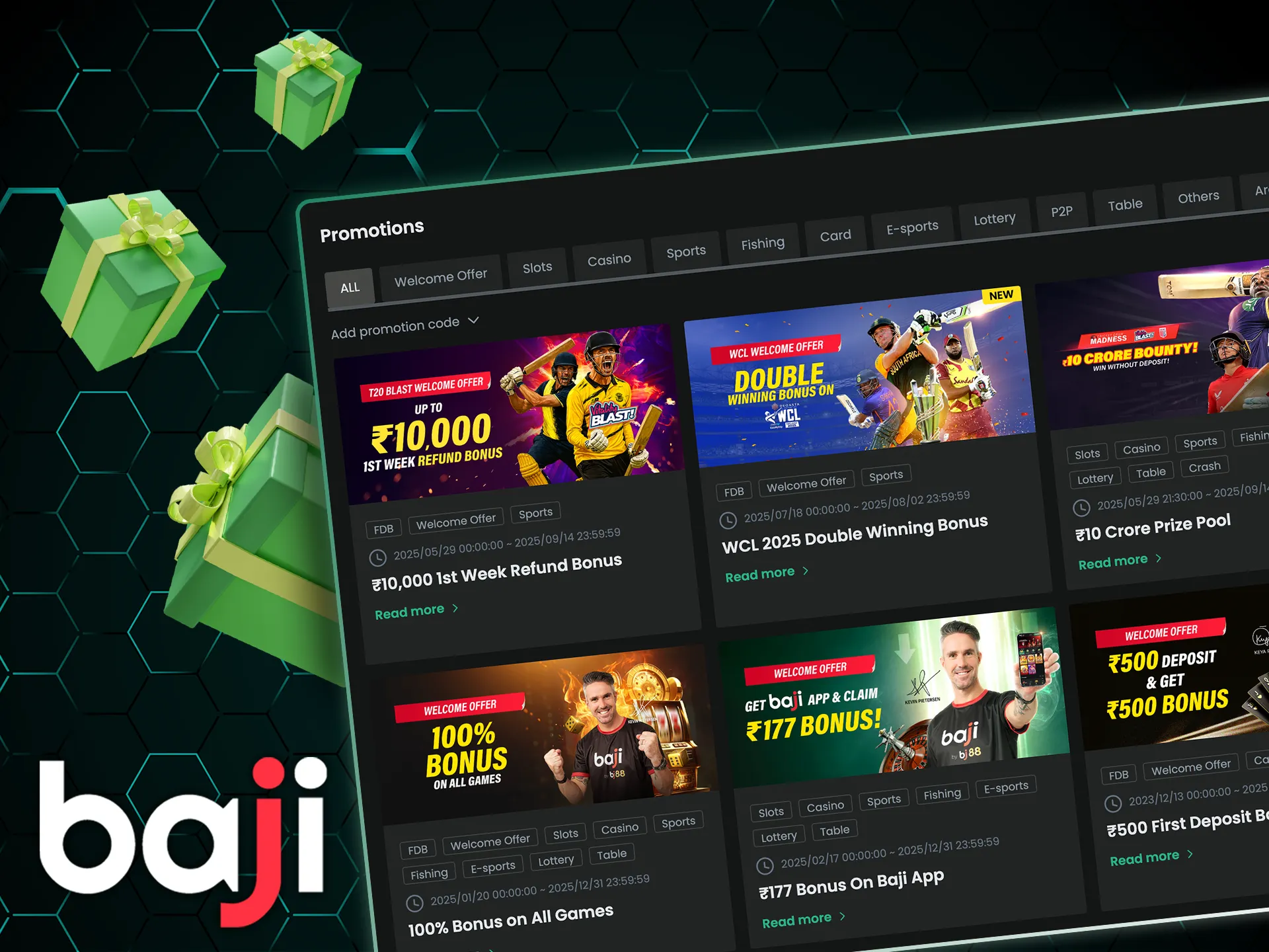 Claim teen patti bonuses at the Baji.