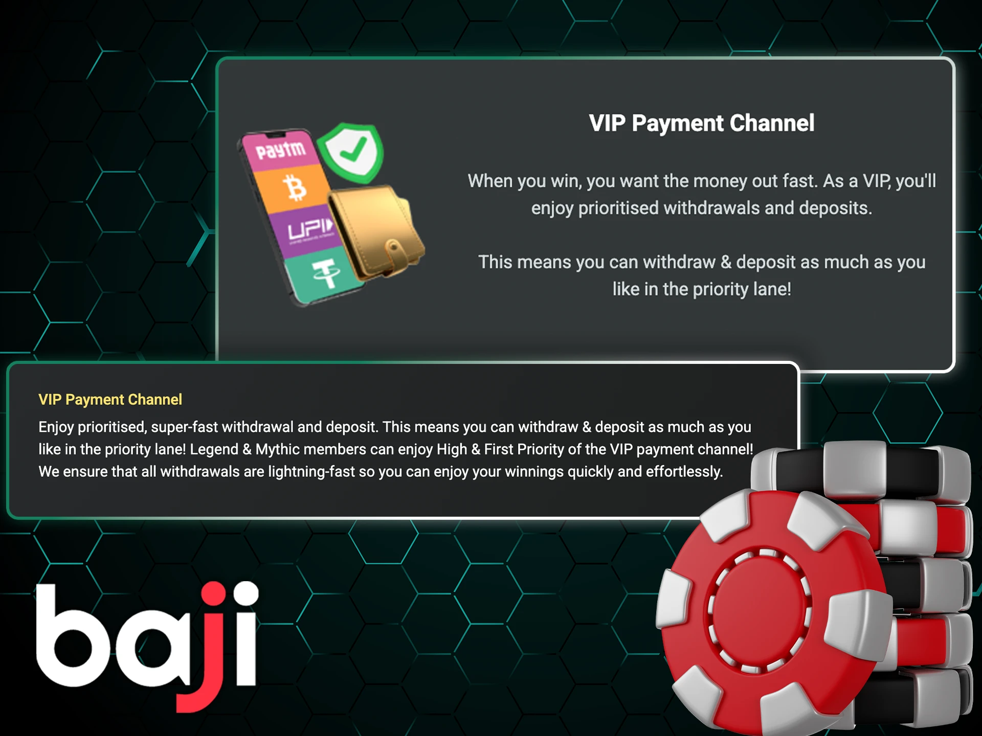 Get more benefits with Baji Bet VIP program.