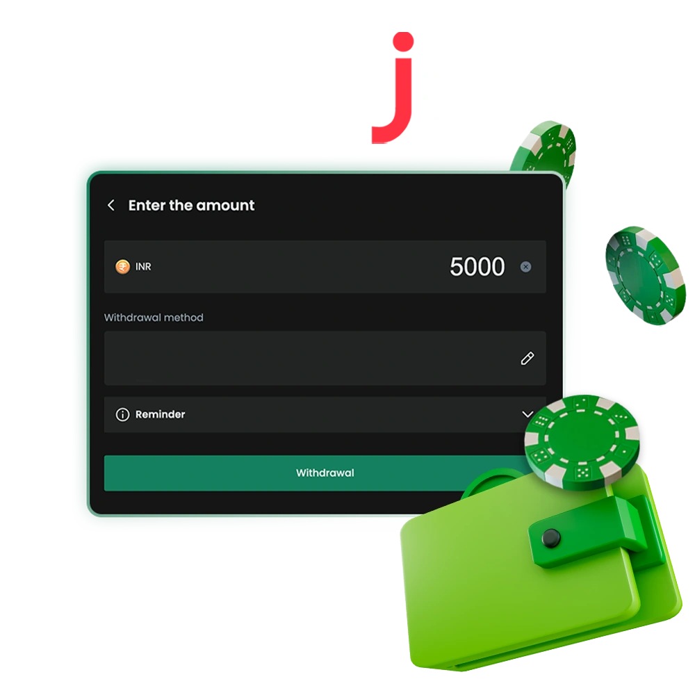 Withdraw your money without any problems at the Baji.