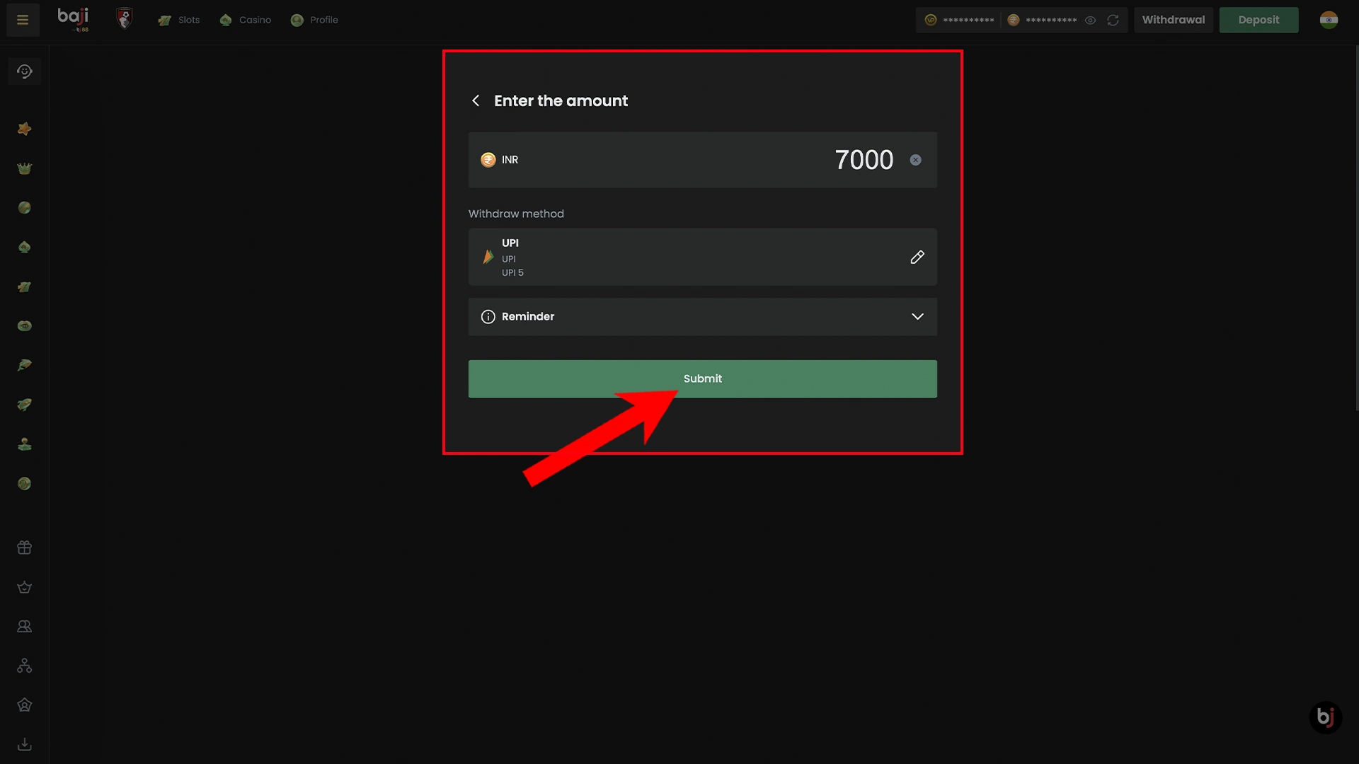 Enter the required data.